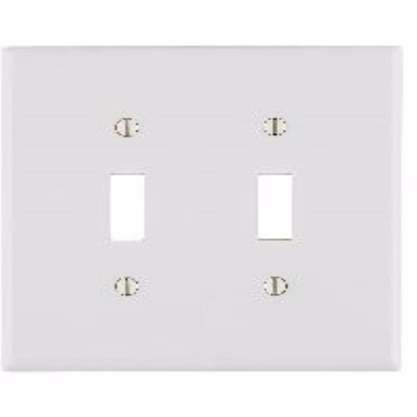 Leviton Antimicrobial Powder Coated White 2 gang Thermoset Plastic Toggle Wall Plate 88009-2AW - main